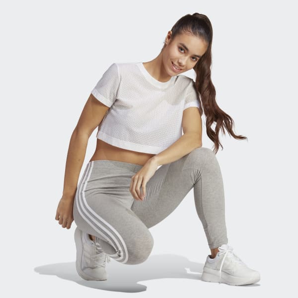 adidas Girls' Allover Print 3-Stripes Tights, Charcoal Grey