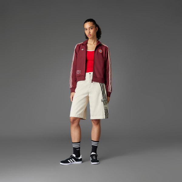 Burgundy Tepláková bunda FC Bayern Terrace Icons