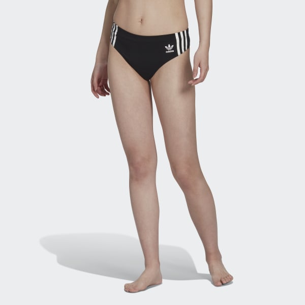Black Adicolor Comfort Flex Cotton Wide Side Thong Briefs (2 Pairs) HPO17