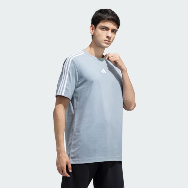 Grey 3-Stripes Cotton Tee