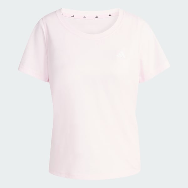 Rosa T-shirt de exercício Essentials com gola em U