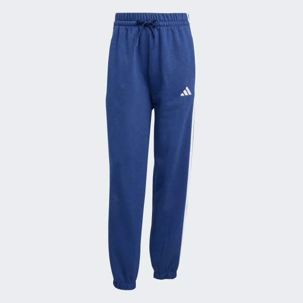 adidas Essentials 3-Stripes Fleece Loose-Fit Pants - Blue | Free