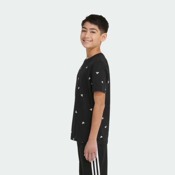 Black adidas Originals All Over Print Trefoil T-Shirt Junior