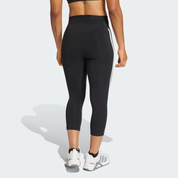 zwart Optime Essentials 3-Stripes 3/4 Workoutlegging