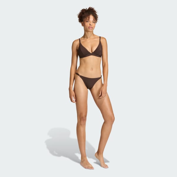 Brązowy Prążkowana góra bikini Iconisea z wyjmowanymi wkładkami i trójkątnym krojem