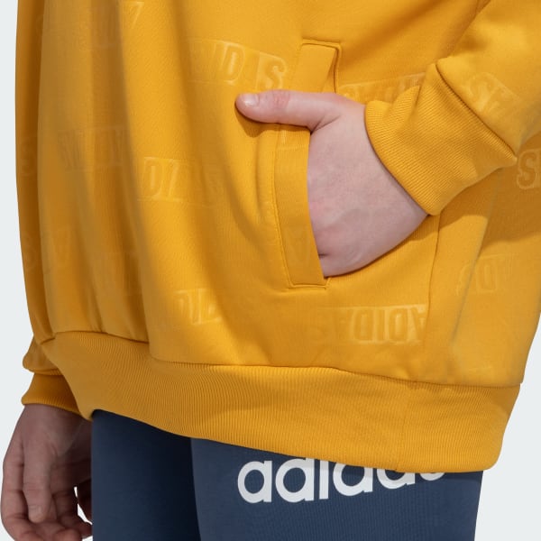 adidas Embossed Monogram Fleece Hoodie - Yellow