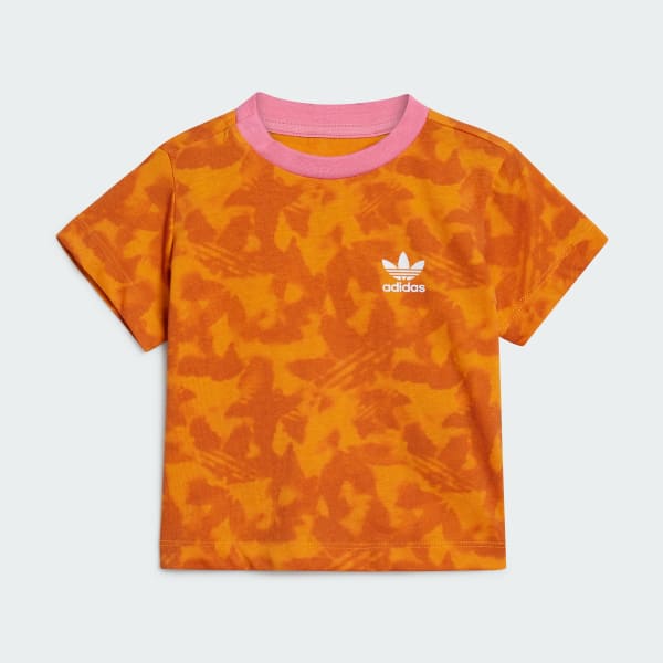 Naranja Conjunto de Camiseta y Falda Summer Allover Print