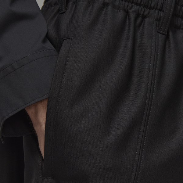 zwart Y-3 3-Stripes Refined Wool Cuffed Broek