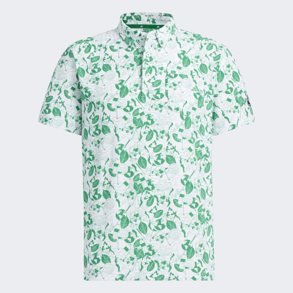 White Play Green Graphic Golf Polo Shirt