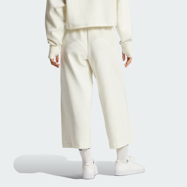 White ALL SZN Rib 7/8-Length Wide Leg Pants