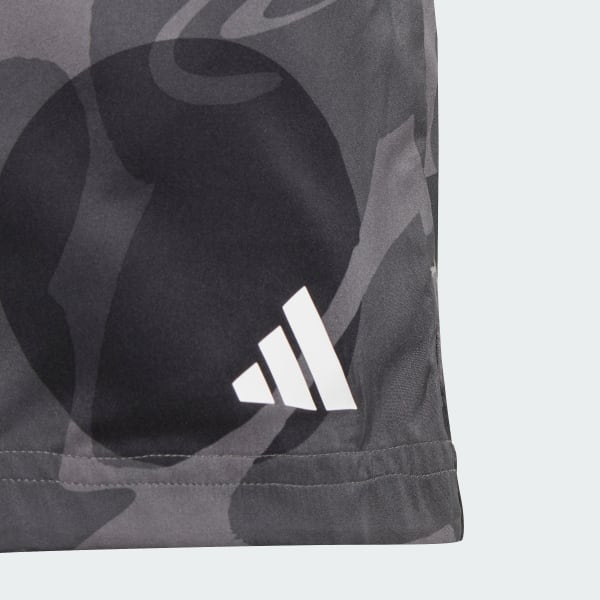 Negro Pantalón corto Essentials AEROREADY Seasonal Print (Adolescentes)