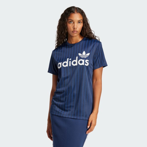 Blue Linear Graphic Boyfriend Tee