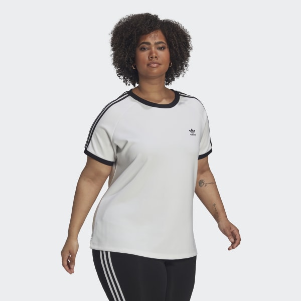 Branco T-shirt Justa 3-Stripes Adicolor Classics (Plus Size) KA107