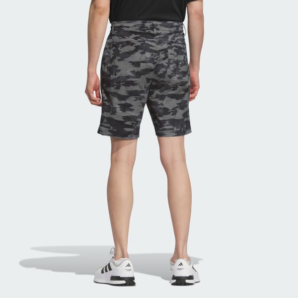 Black Allover Print Golf Shorts