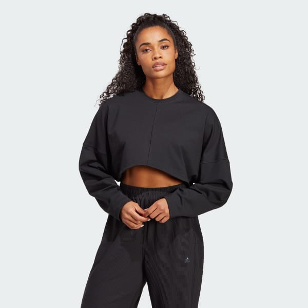 Đen Áo Sweatshirt Lửng Yoga Studio