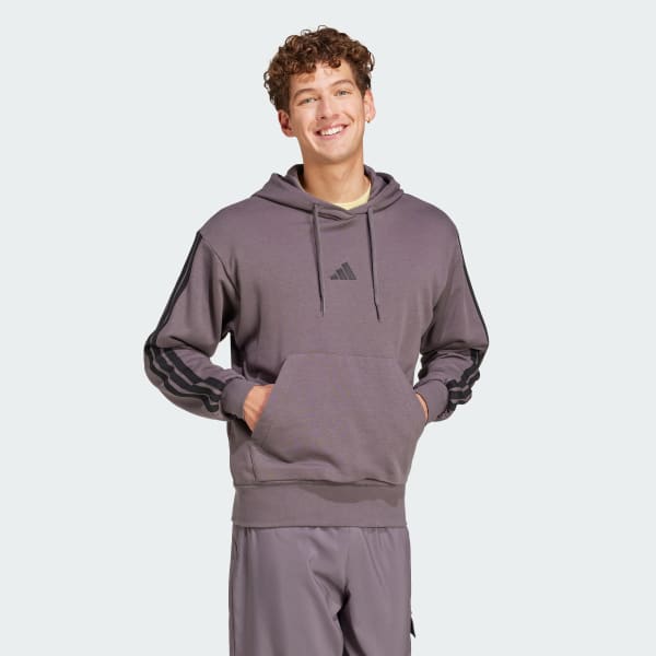 Grigio Felpa con cappuccio Essentials 3-Stripes French Terry