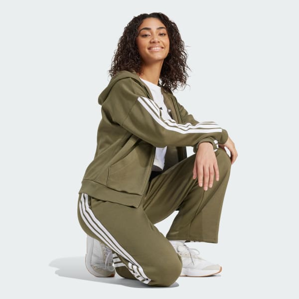 Essentials 3-Stripes Open-Hem Fleece Pants