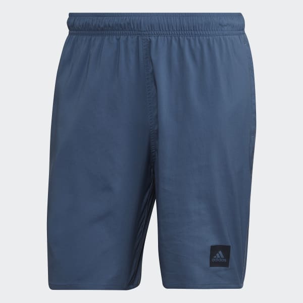Blue Classic-Length Solid Swim Shorts Z4546