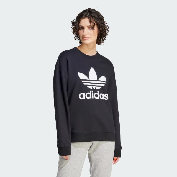 adidas Trefoil Crew Sweatshirt - Black | UK