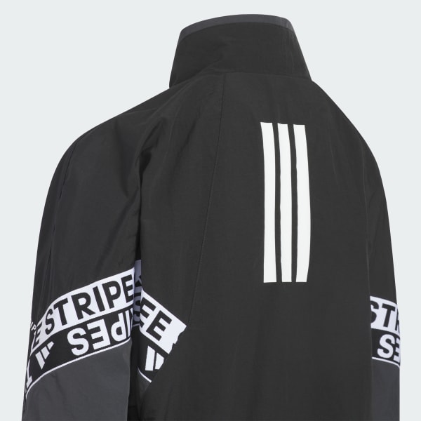 Black 워딩 팩 루스 핏 주름진 나일론 재킷 아동용