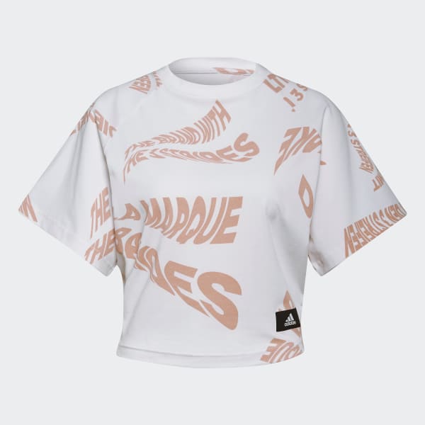 Blanc T-shirt adidas Sportswear Allover Print 3-Stripes BG443