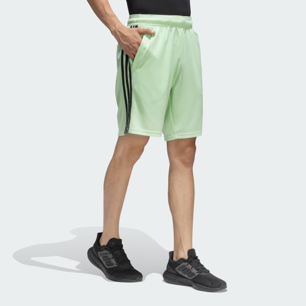 Green TRAIN ESSENTIALS PIQUÉ 3-STRIPES TRAINING SHORTS