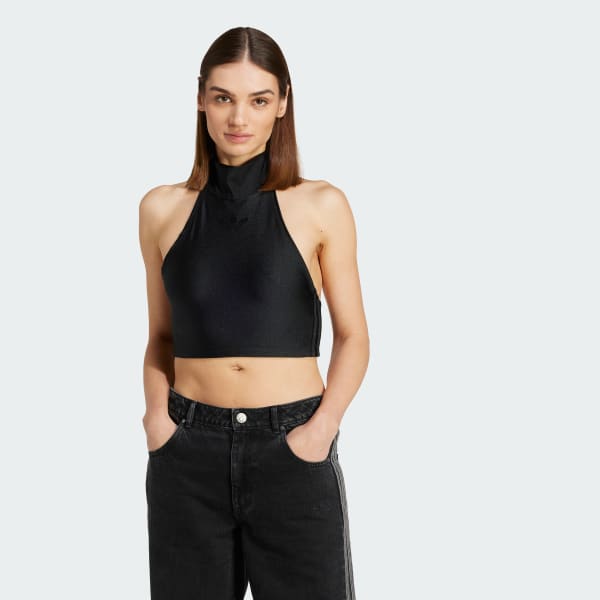 cerná Crop Top Tie-Neck