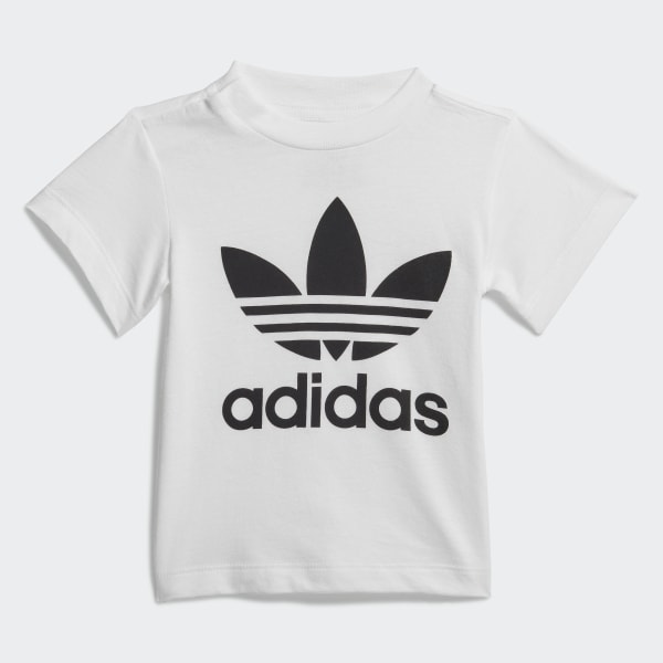 Hvidt og sort Trefoil shorts and t-shirt sæt børn | adidas Danmark