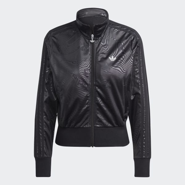 Negro Chaqueta Firebird Estampado Tipo Mármol