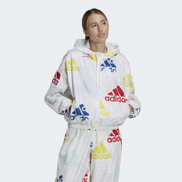 Hvit Essentials Multi-Colored Logo Loose Fit Vindjakke CO787