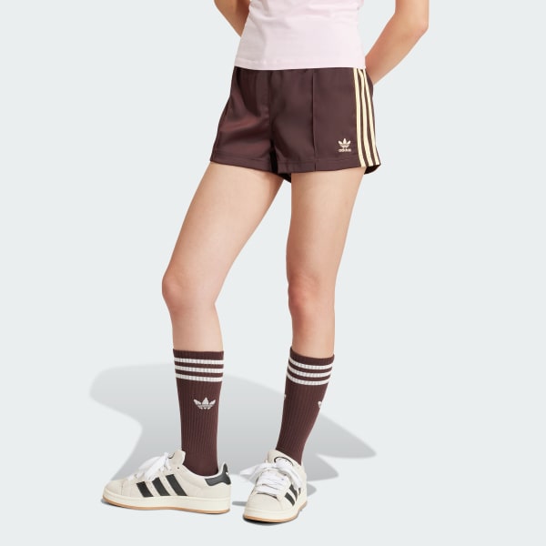 Brown 3-Stripes Satin Shorts