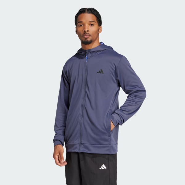 Niebieski Bluza z kapturem Train Essentials Camo Full-Zip