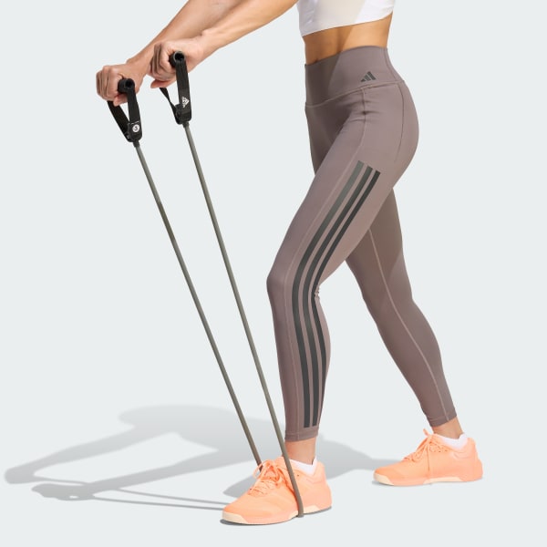 Brązowy Legginsy Optime Workout 3-Stripes 7/8