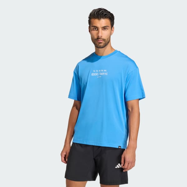 Blauw CLIMACOOL POWER TRAINING GRAPHIC T-SHIRT