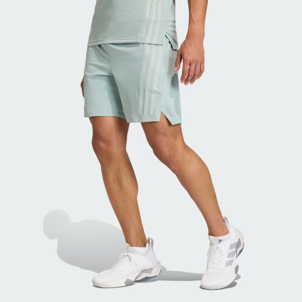 Verde Shorts de 3 rayas diseñados para entrenar