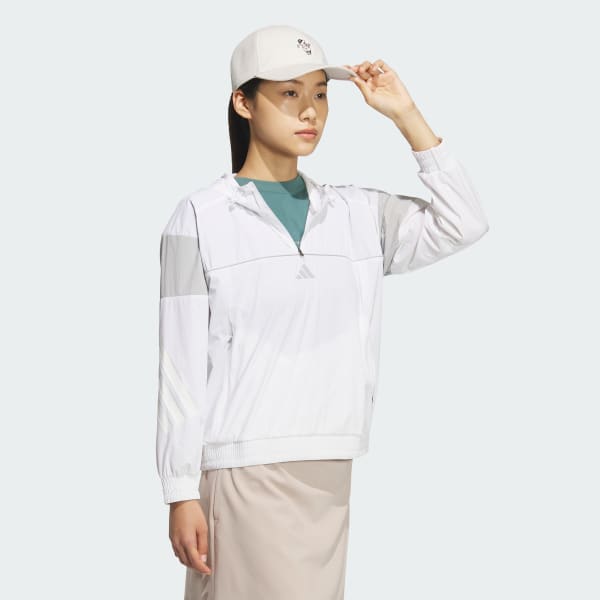 ホワイト 【ゴルフ】クォータージップ パーカー プルオーバー 長袖