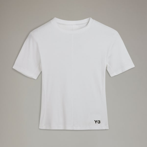 White Y-3 Fitted Short Sleeve Tee