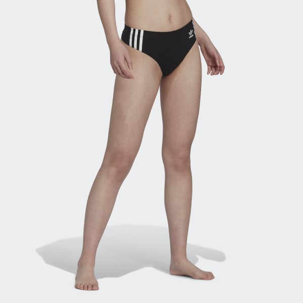 Czerń Adicolor Comfort Flex Cotton Wide Side Thong Briefs (2 Pairs) HPO17