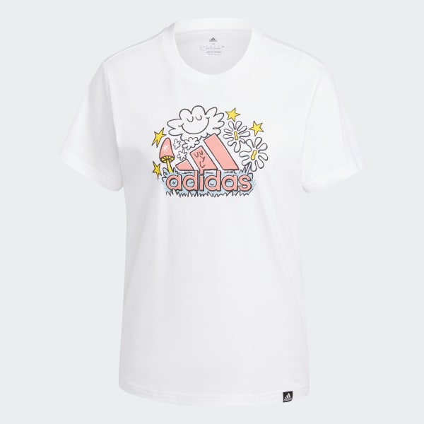 Λευκό Doodle Graphic Tee