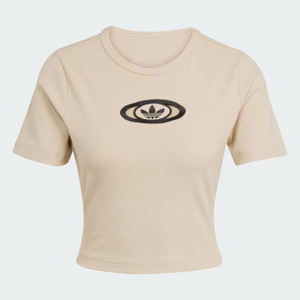 Beige adidas Originals Campus 2000 Back Cut Out Rib Tee