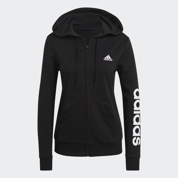 adidas Logo Full-Zip Hoodie - Black | Women's Training | Sportswear