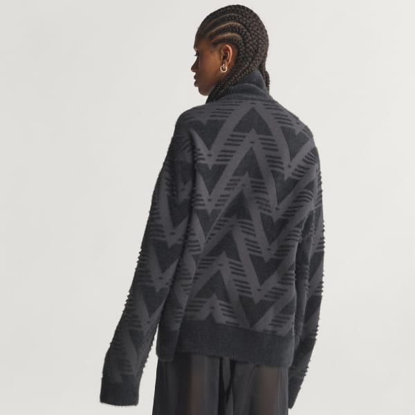 Schwarz STRICKPULLOVER MIT REISSVERSCHLUSS BIS ZUR BRUST