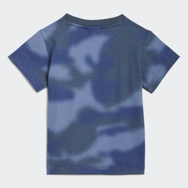 Azul Camiseta con Estampado de Camuflaje