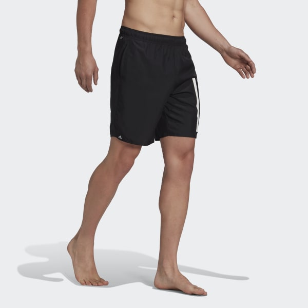 Czerń Classic Length 3-Stripes Swim Shorts