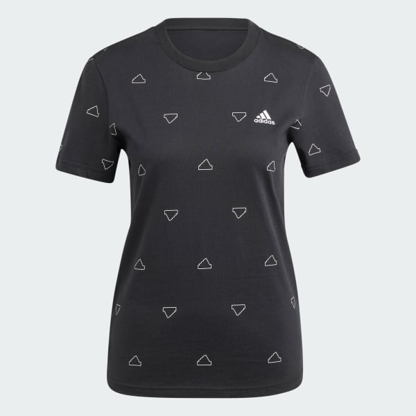 Negro Camiseta Essentials Monogram Ajustada Estampada