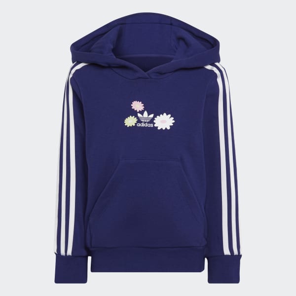 Azul Conjunto Polerón con Capucha y Calzas Estampado Floral