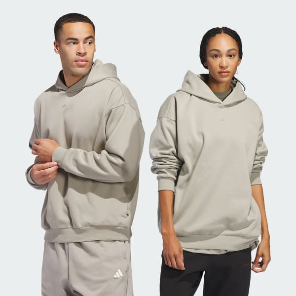 Beige adidas Basketball Fleece Hoodie (Uniseks)