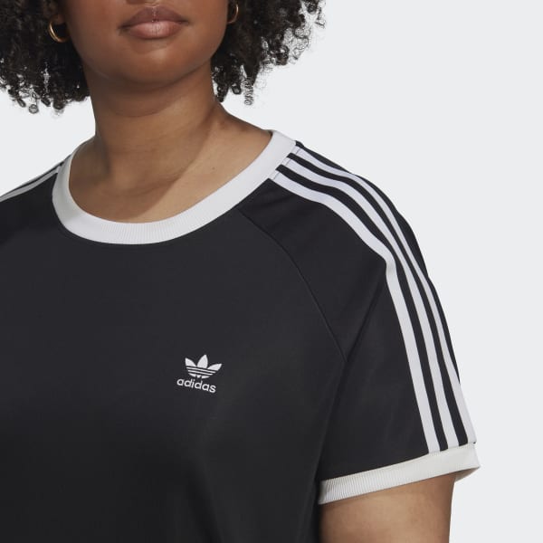 Preto T-shirt Justa 3-Stripes Adicolor Classics (Plus Size)