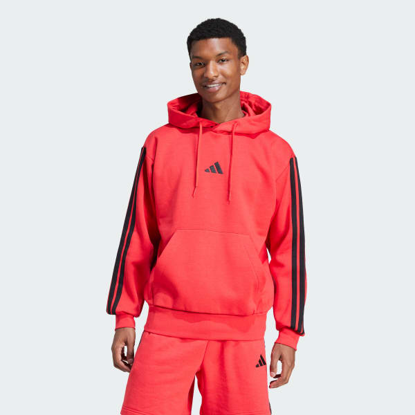 Sudadera con capucha Essentials Fleece bandas Rojo adidas