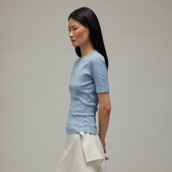 Blue Y-3 Fitted Short Sleeve Tee